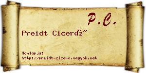 Preidt Ciceró névjegykártya